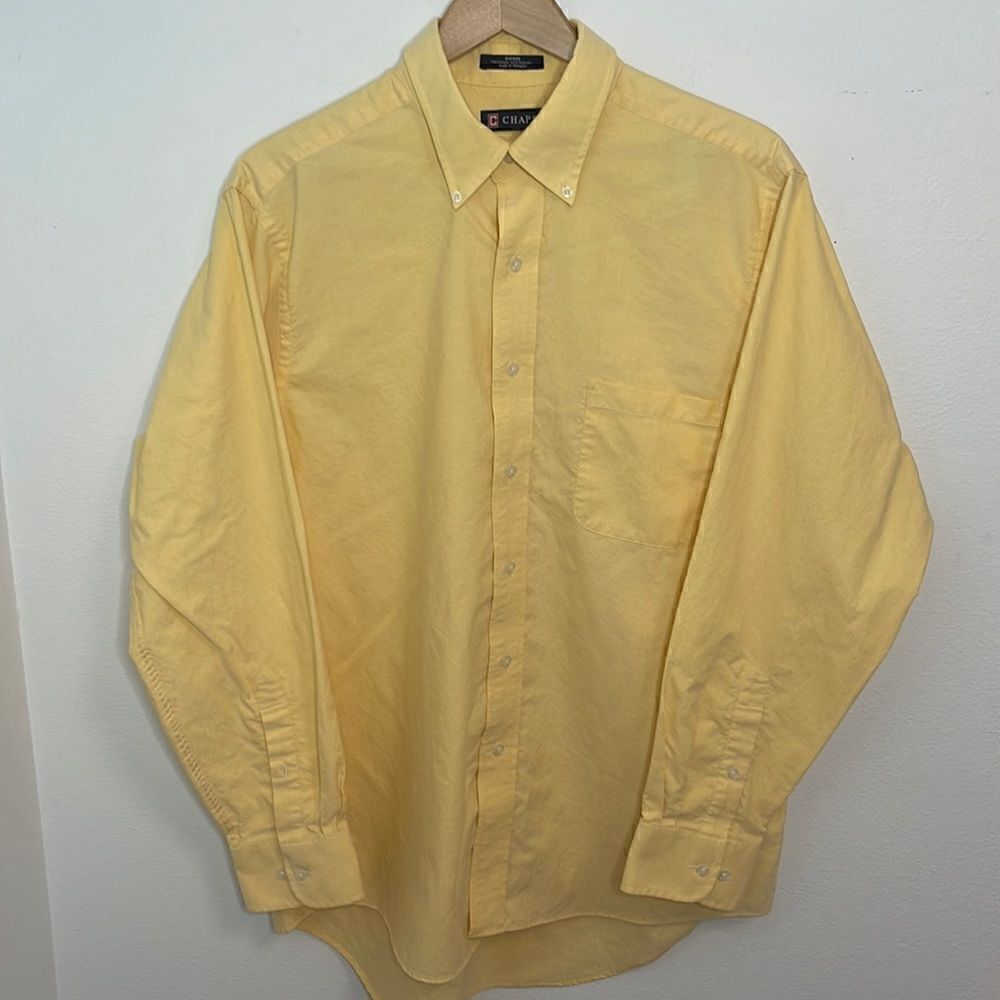 Chaps yellow button down cotton blend dress shirt.  Size Large.  16-16 /2.